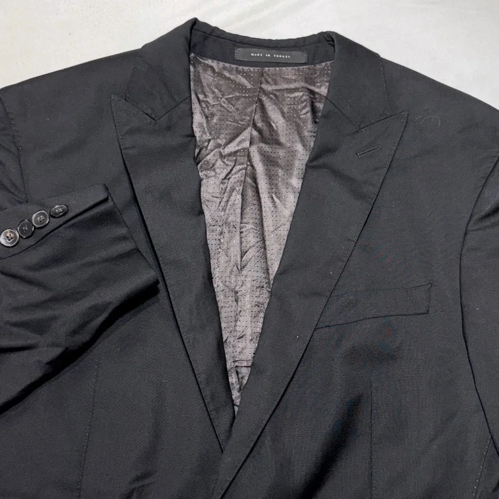 Hugo Boss‎ Blazer Mens 38R Black Reda Super 110 Wool Rayman Wayne Suit Jacket